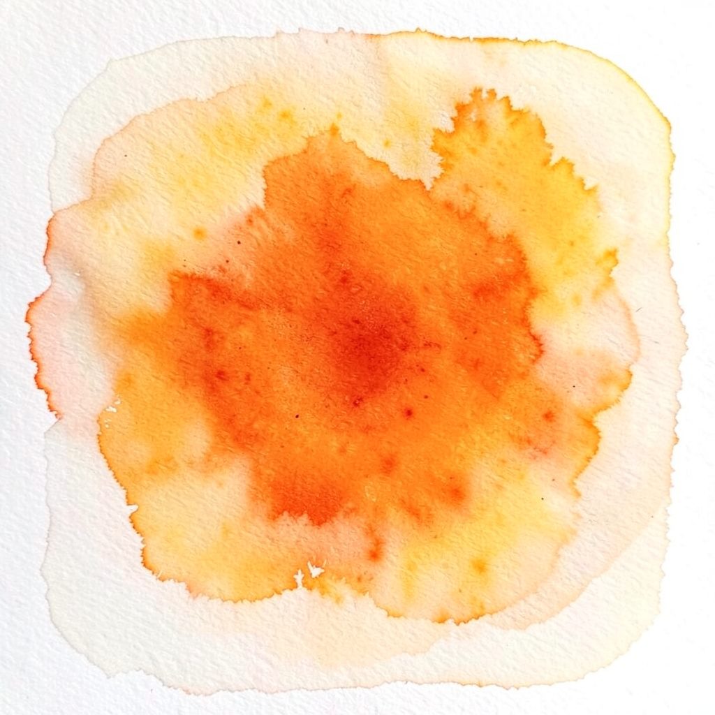 Ilustração em aquarela de um fluxo organizacional com blocos conectados em tons suaves de terracota e azul-acinzentado